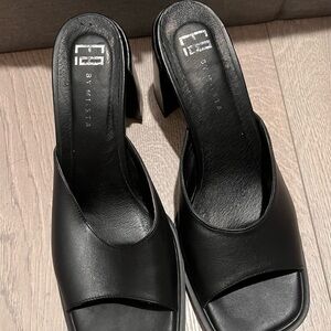 Miista E8 Minimal Black Leather Mule Heels Size 40